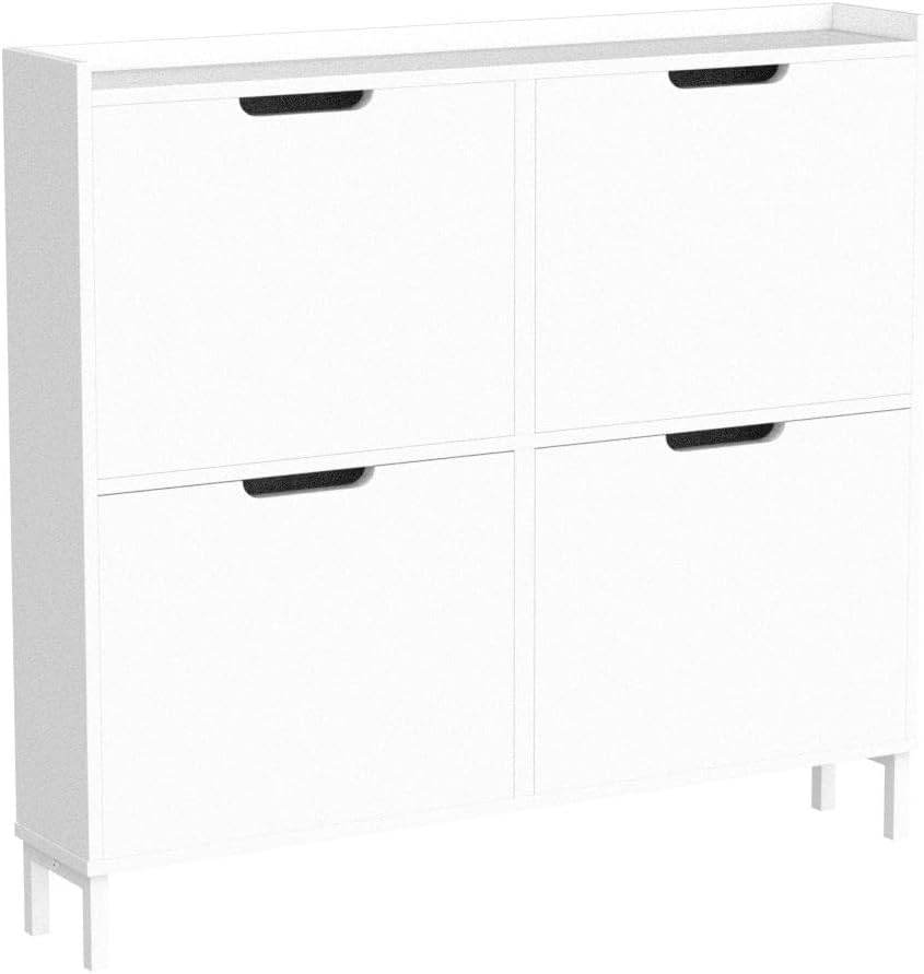 Schuhkipper | Schuhschrank mit 4 Klappen | Schuhkommode Weiss FSR100-W - Palo24