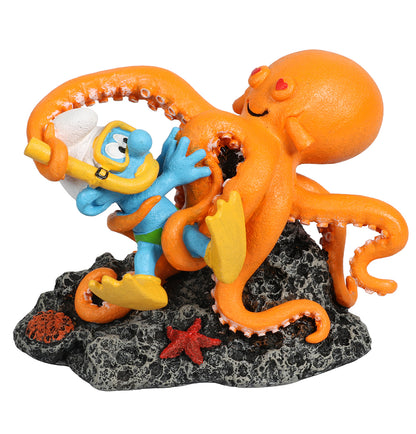 Taucherschlumpf mit Octopus - Figur