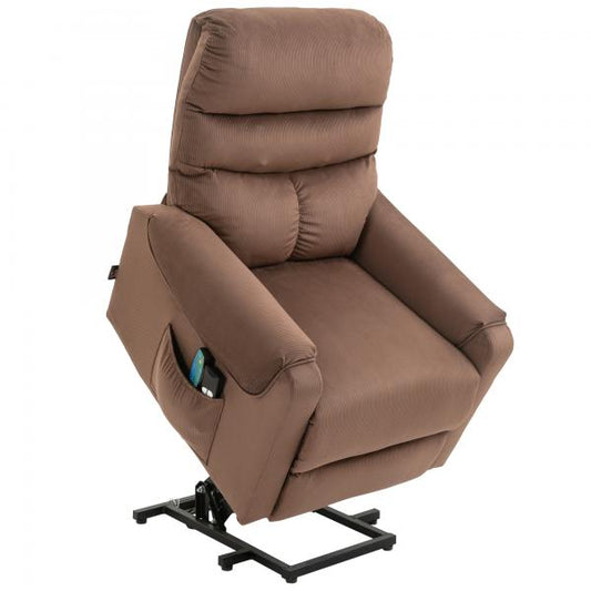 Fauteuil TV avec aide à se relever et massage bien-être, marron clair