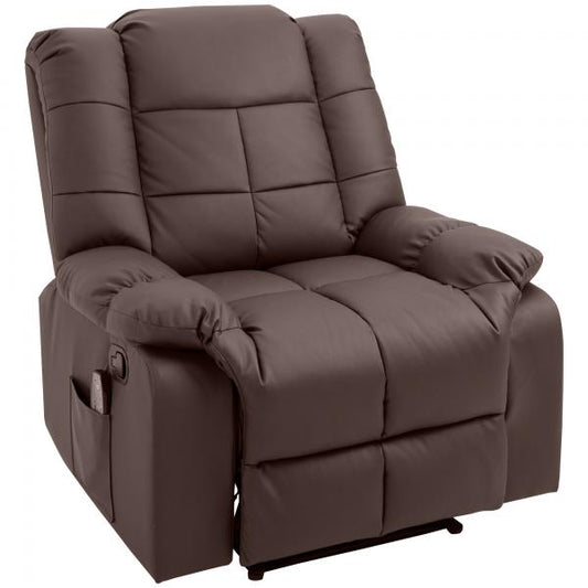 Fauteuil de massage fauteuil TV fauteuil de relaxation avec fonction massage bois métal mousse marron