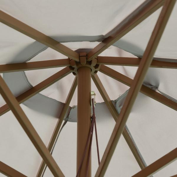 Holz Sonnenschirm Holzschirm Gartenschirm Balkonschirm 3m Grau - Palo24