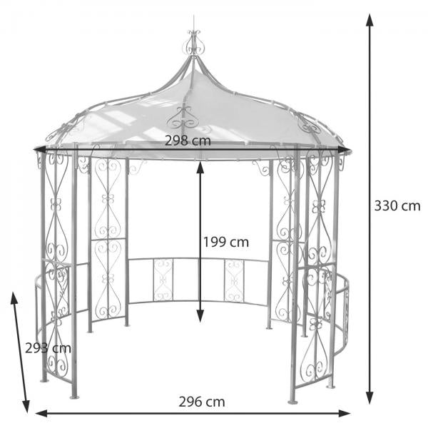 Pergola Almeria, Rundpavillon Garten Pavillon, stabiles Stahl-Gestell Ø 3m ~ terracotta-braun