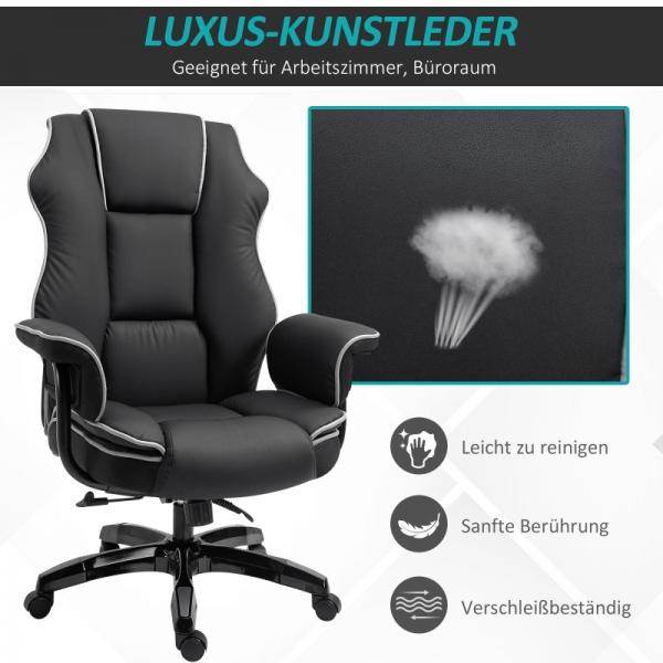 Ergonomischer Bürostuhl Höhenverstellbarer Stuhl mit Wippfunktion Schwarz - Palo24