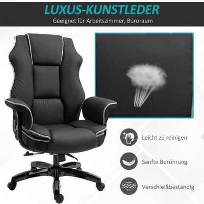 Ergonomischer Bürostuhl Höhenverstellbarer Stuhl mit Wippfunktion Schwarz - Palo24