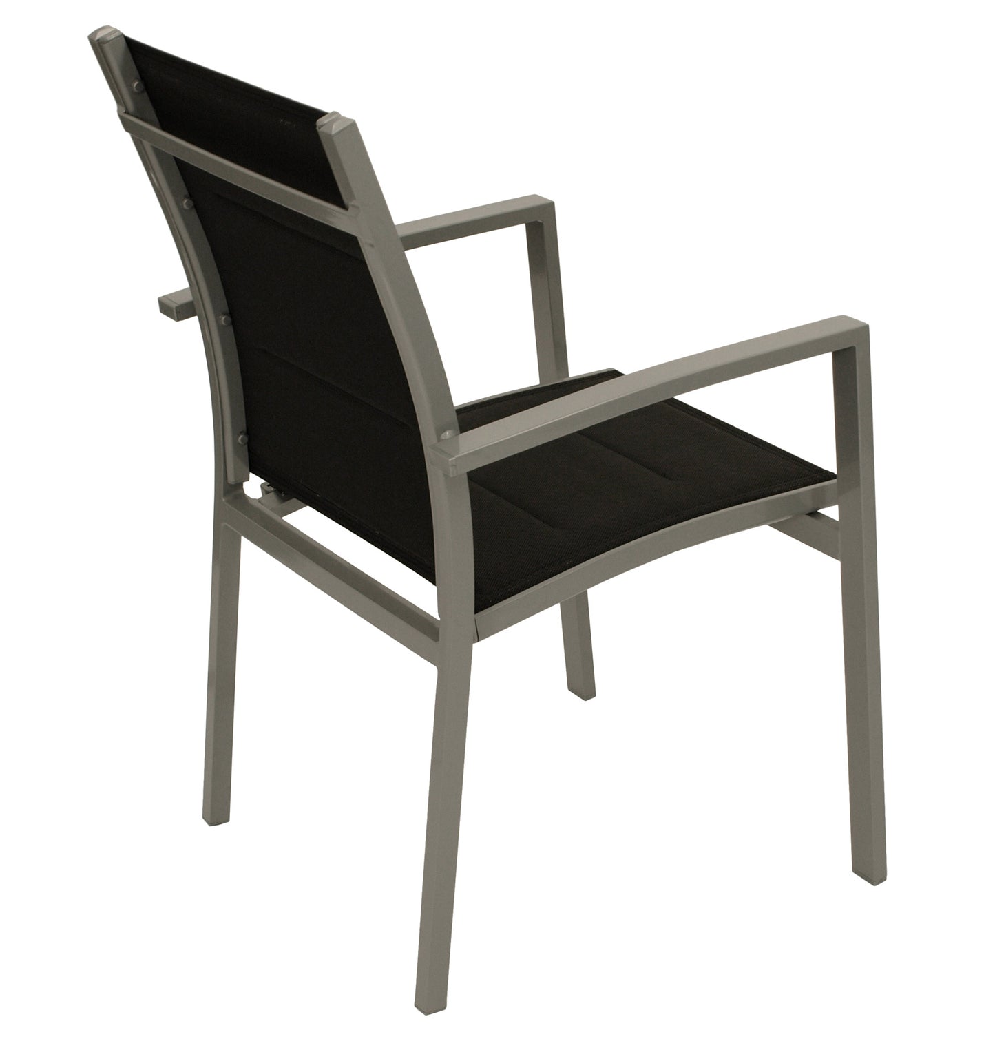 4 pezzi sedia impilabile RIVERA, alluminio + tessuto sintetico rivestito nero