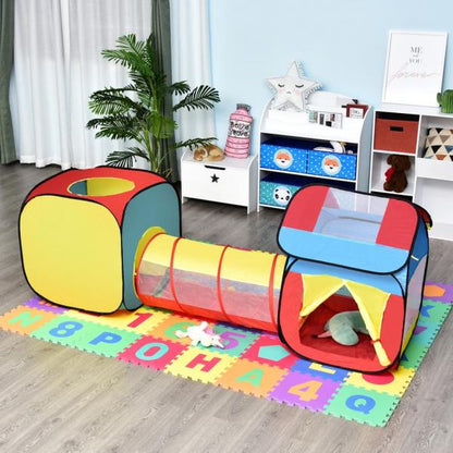 Pop up Kinderspielzelt 3-teiliges Kinderzelt Babyzelt Tunnel Faltbar Polyester 230 x 70 x 89 cm