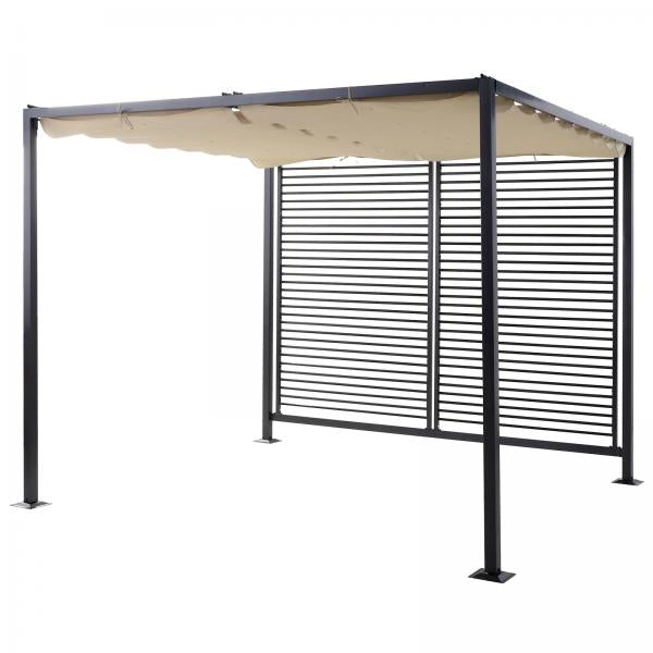 Pavillon Pergola Partyzelt Überdachung Einstellbares Stoffdach Polyester Beige - Palo24