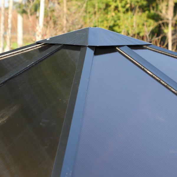 Gartenpavillon mit Seitenteilen PC Dach Alu Schwarz 3 x 3 m