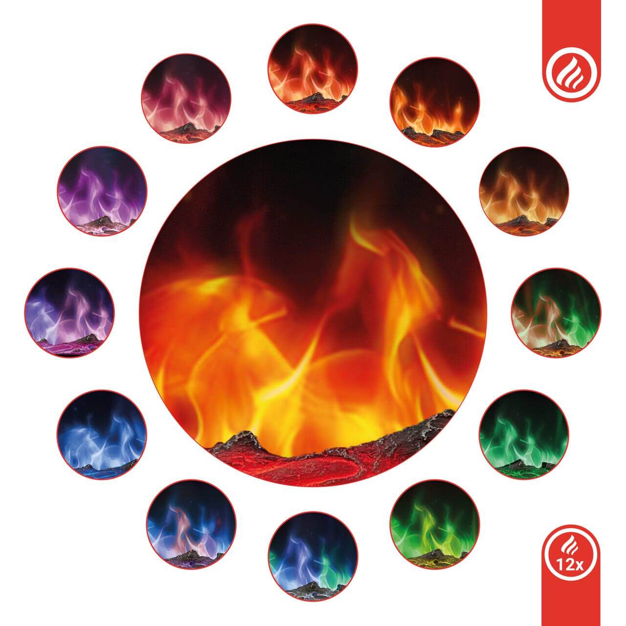 KAMINIO 3-in-1 Elektrokamin MARLON mit Heizung, 3D-Flammeneffekt - 60 Zoll - Palo24