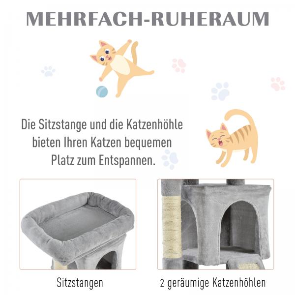 Kratzbaum Katzenkratzbaum mit Sisalsäulen Katzenbaum Hellgrau