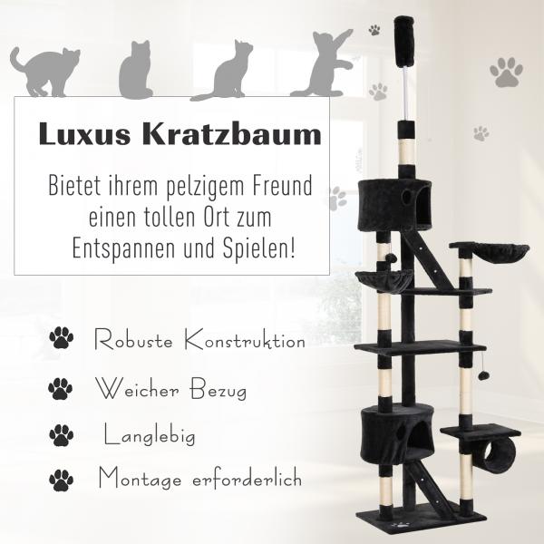 Katzenbaum Kratzbaum Katzenkratzbaum Kletterbaum Katze Sisal höhenverstellbar Grau