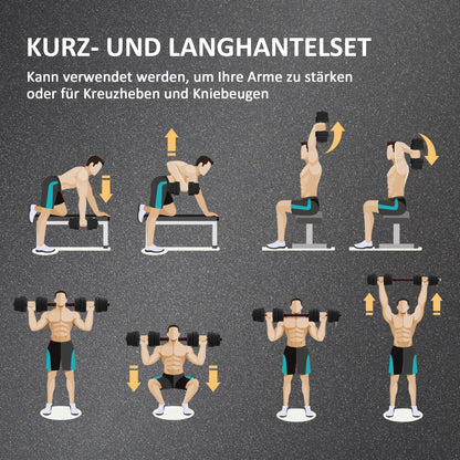 2 in 1 Hanteln Set 30 kg verstellbare Kurzhantel & Langhantel Dumbbell Krafttraining Schwarz