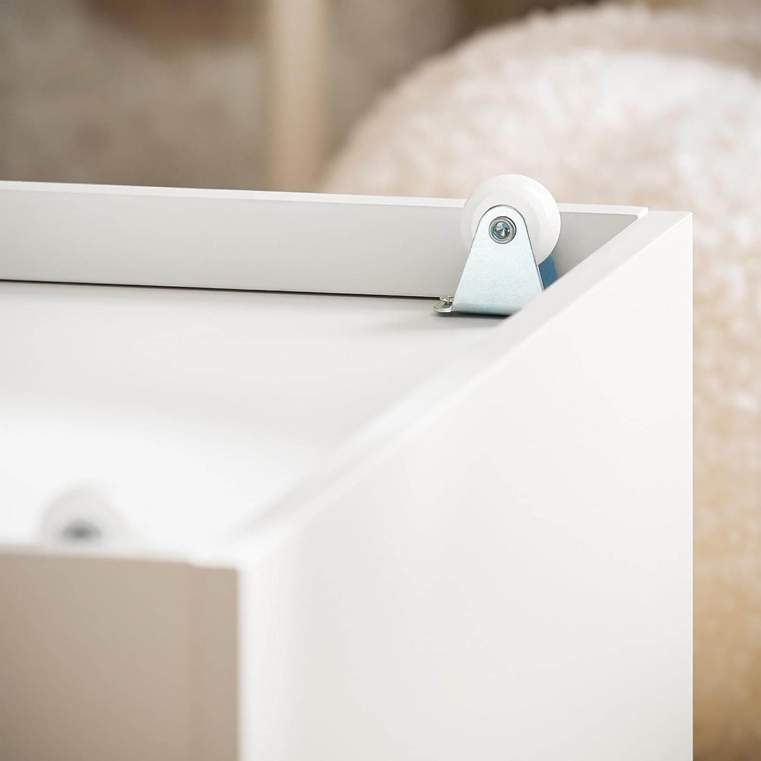 Sitzbank mit Bücherregal und Sitzkissen | Spielzeugtruhe | Aufbewahrungsbox mit Rollen | Weiss - Palo24