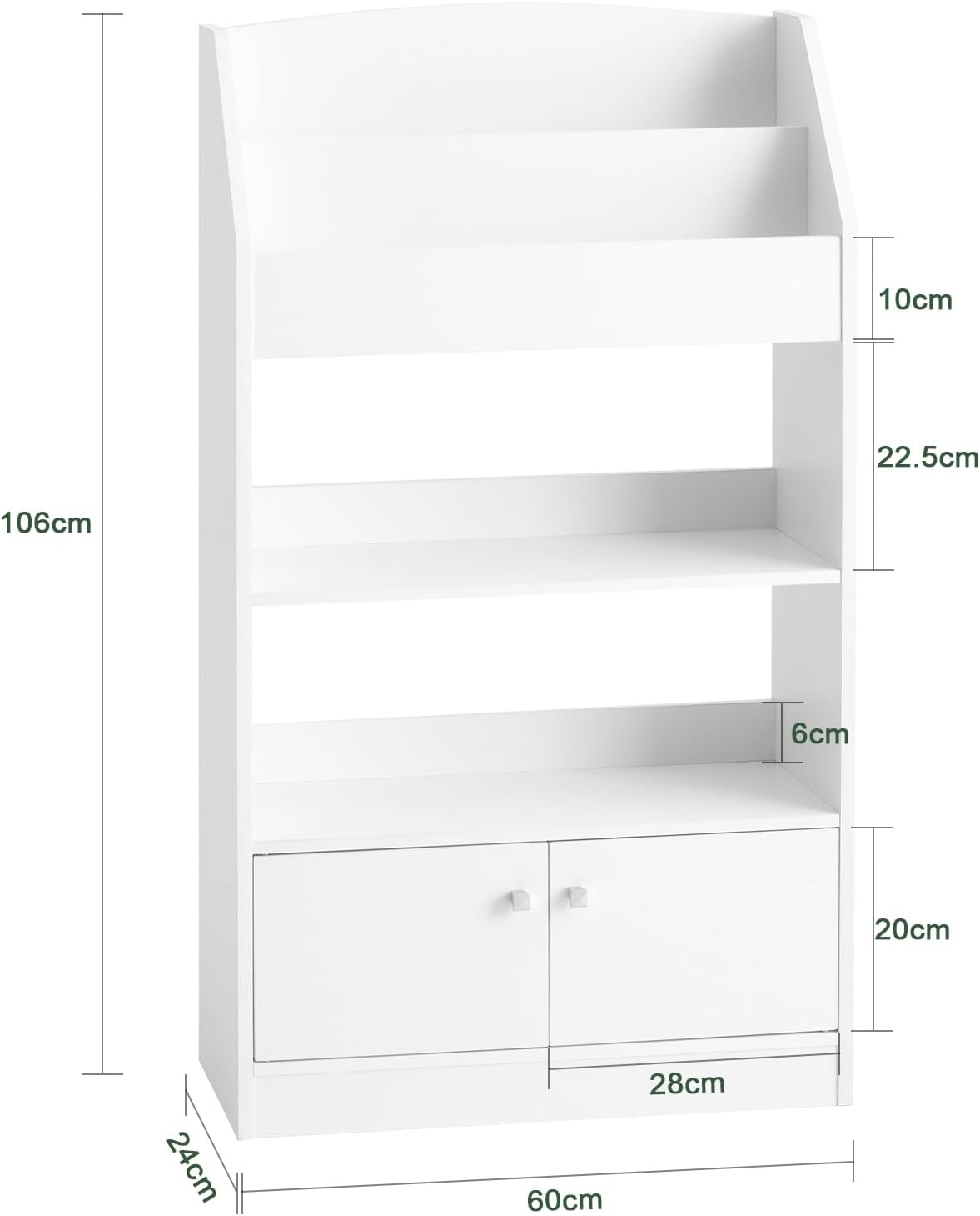 libreria per bambini | scaffale in piedi per cameretta dei bambini | Ripiano portaoggetti bianco KMB11-W 