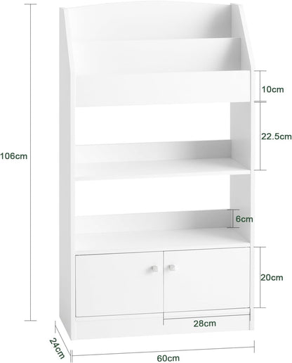 Kinderbücherregal | Standregal Kinderzimmer | Aufbewahrungsregal Weiss KMB11-W