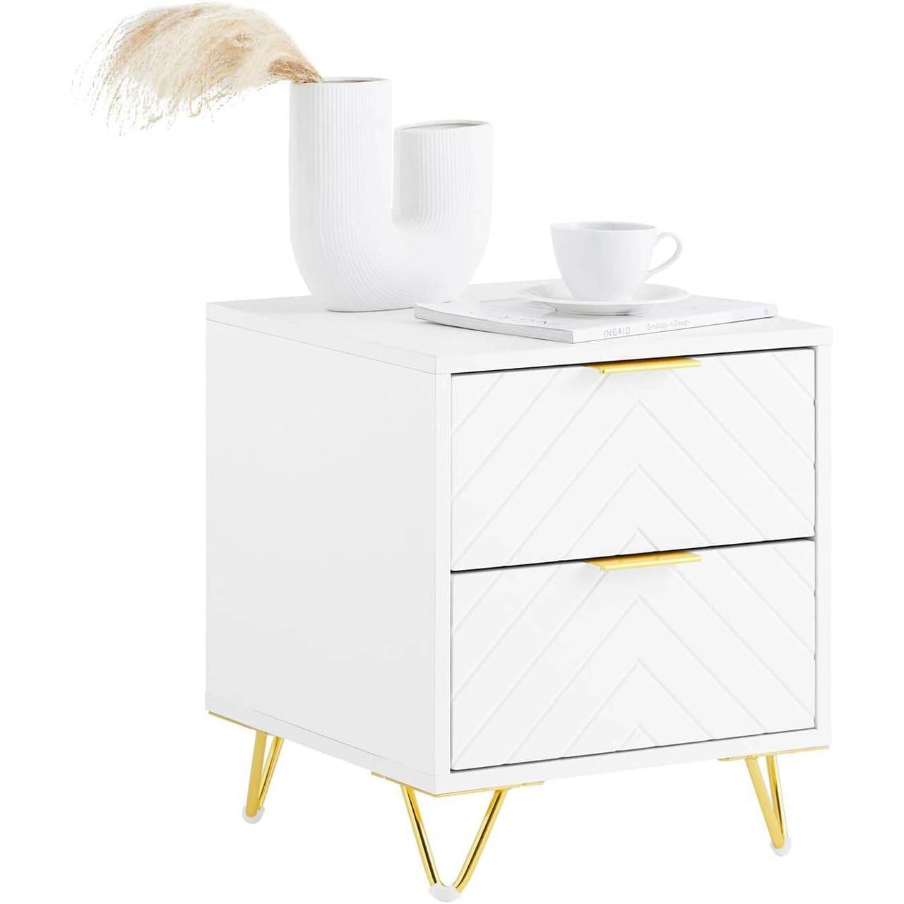 Nachttisch mit 2 Schubladen | Sofatisch | Beistelltisch | Weiss - Palo24