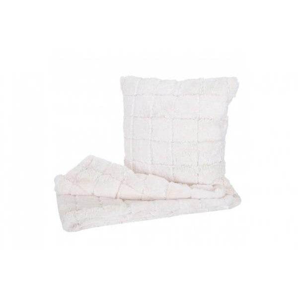 Set Wohndecke + Deko-Kissen Karo, Kuscheldecke Sofadecke Zierkissen+Füllung, flauschig Fellimitat - Palo24