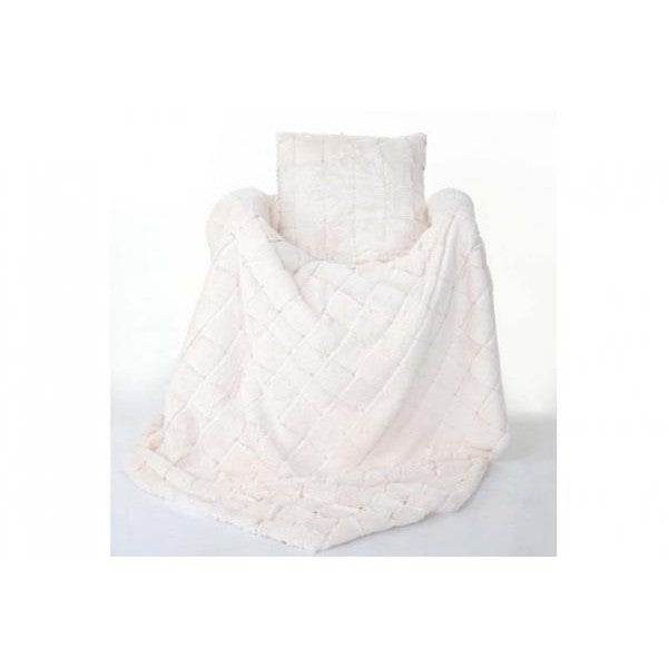 Set Wohndecke + Deko-Kissen Karo, Kuscheldecke Sofadecke Zierkissen+Füllung, flauschig Fellimitat - Palo24