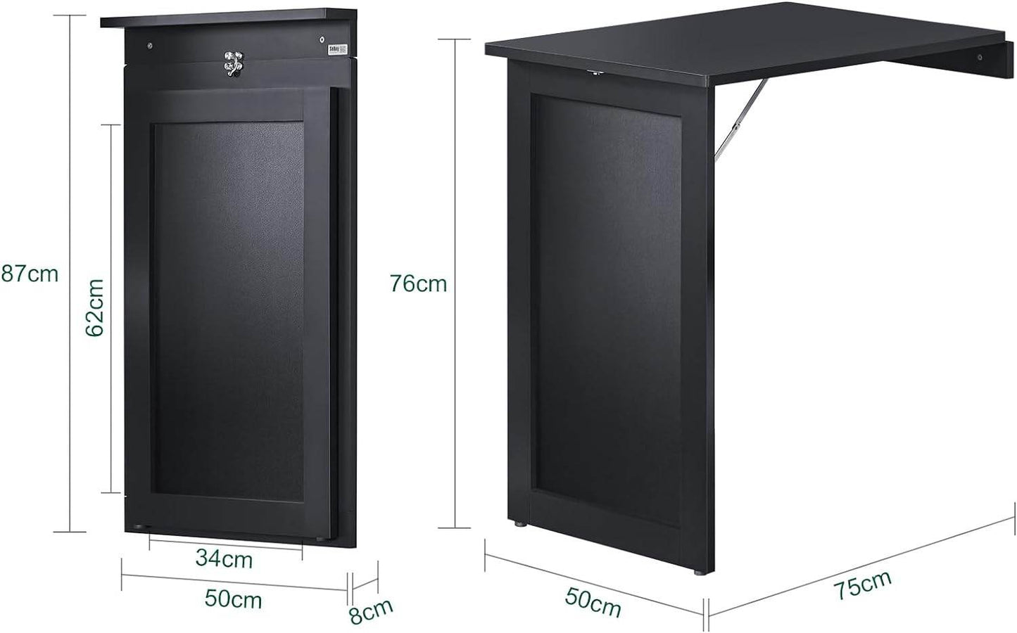 Wandtisch mit Tafel | Klapptisch | Esstisch | Memoboard | Hellgrau | FWT20-SCH - Palo24