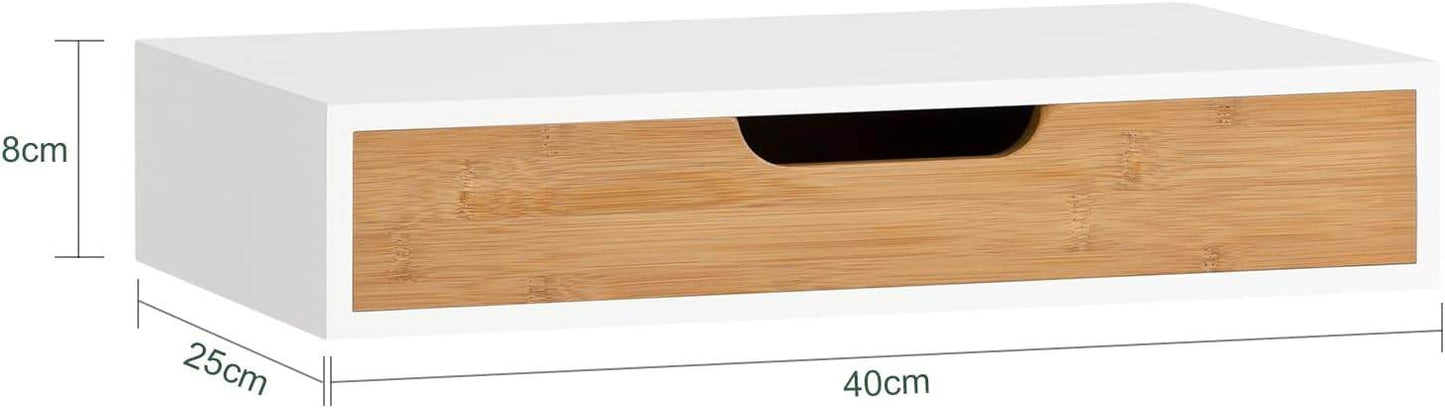 Schweberegal Weiss Hängeschublade | Wandschublade Bambus | FRG92-WN - Palo24