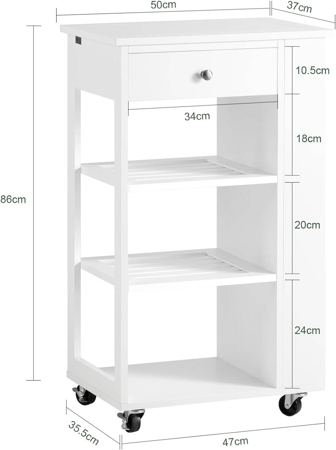 Küchenwagen | Rollwagen mit Schublade | Servierwagen Weiss FKW12-II-W - Palo24