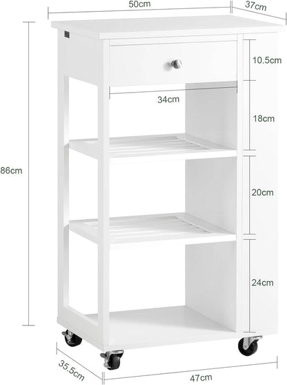 Küchenwagen | Rollwagen mit Schublade | Servierwagen Weiss FKW12-II-W - Palo24