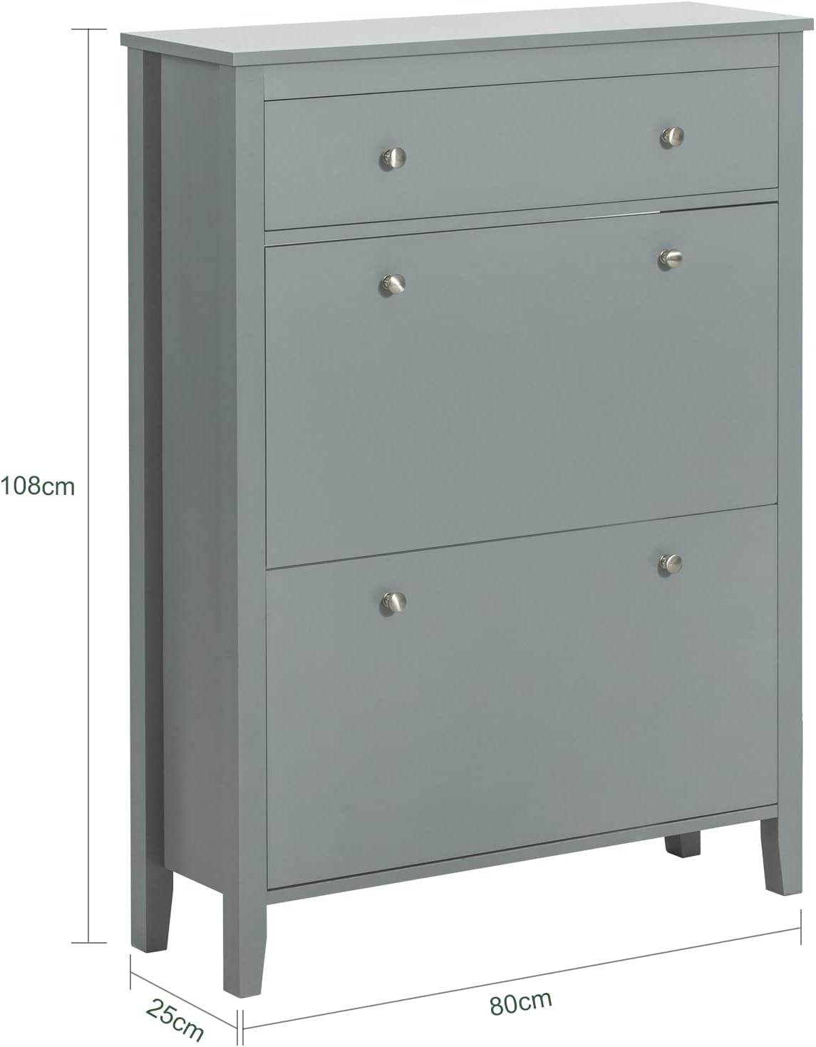 Schuhkipper | Schuhschrank mit 2 Klappen | Schuhkommode Grau | FSR89-HG - Palo24