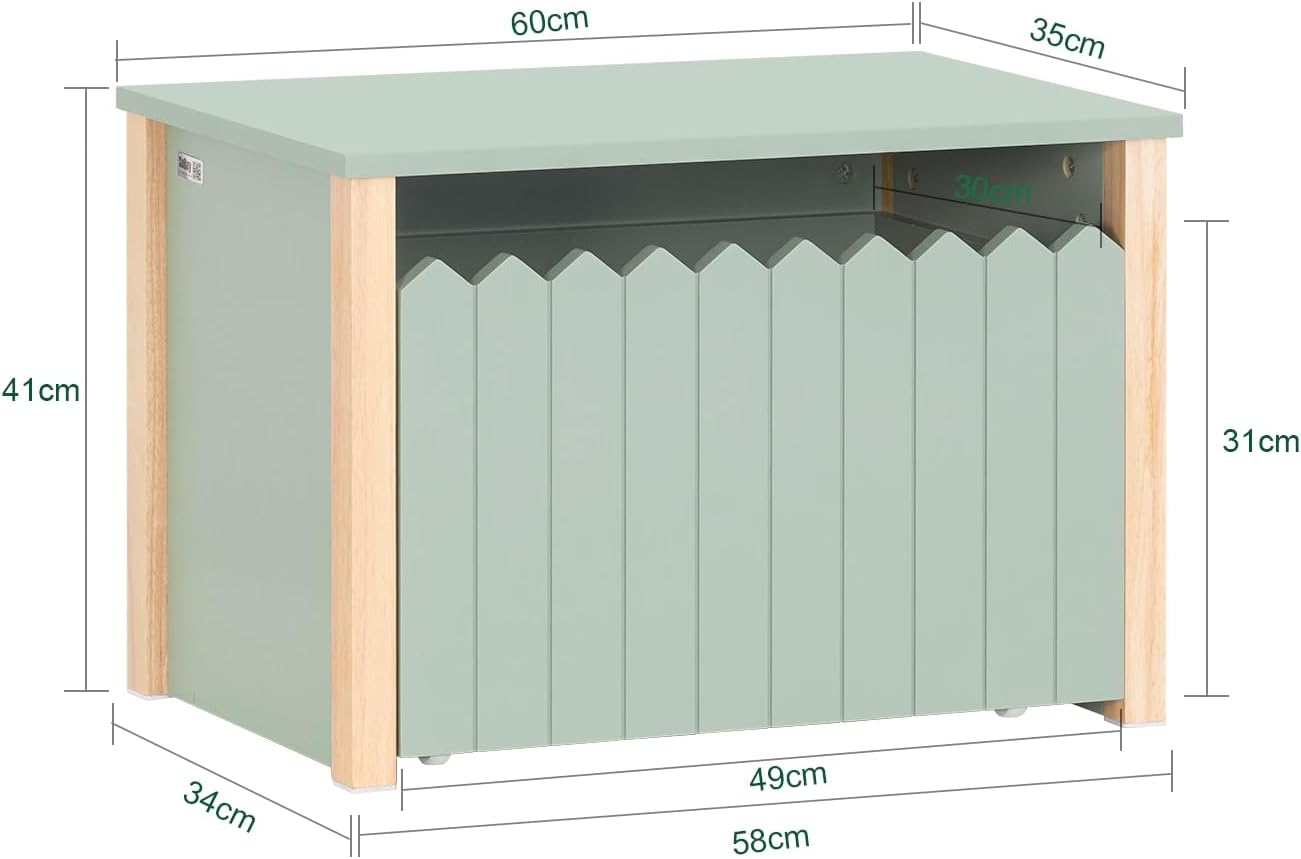 Kinder Nachttisch | Spielzeugkiste | Aufbewahrungsbox für Kinder | Grün-Natur
