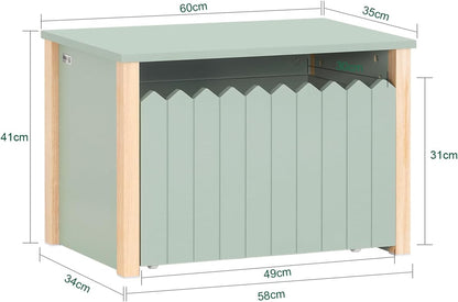 Kinder Nachttisch | Spielzeugkiste | Aufbewahrungsbox für Kinder | Grün-Natur