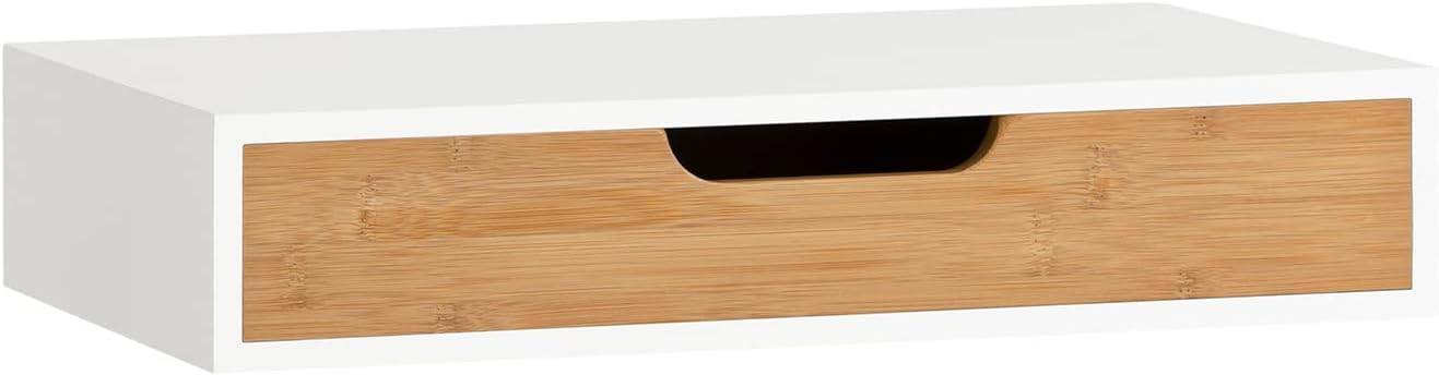 Schweberegal Weiss Hängeschublade | Wandschublade Bambus | FRG92-WN - Palo24