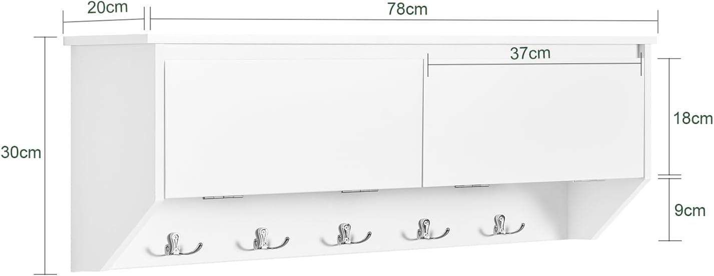 Wandgarderobe | Hängeregal | Flurgarderobe Weiss FHK24-W