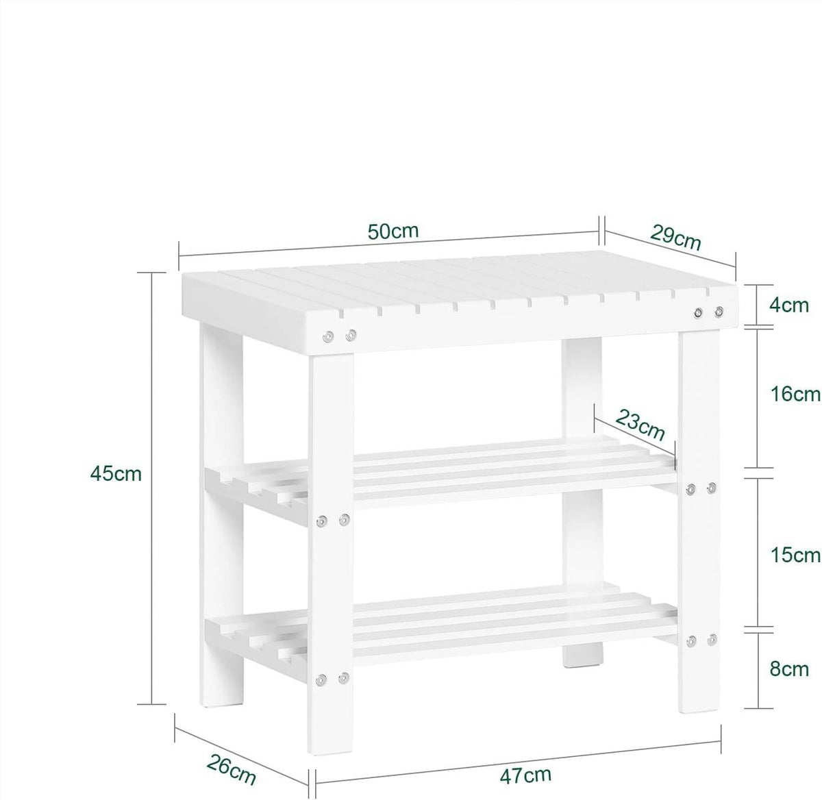 Schuhregal | Sitzbank schmal | Breit 50cm Weiss | FSR02-KW