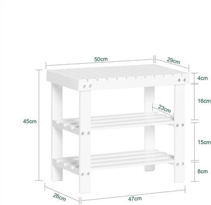 Schuhregal | Sitzbank schmal | Breit 50cm Weiss | FSR02-K-W