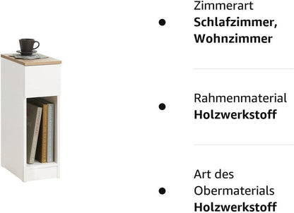 Nachttisch mit Schublade | Couchtisch | Sofatisch | Beistelltisch | FBT111-WN