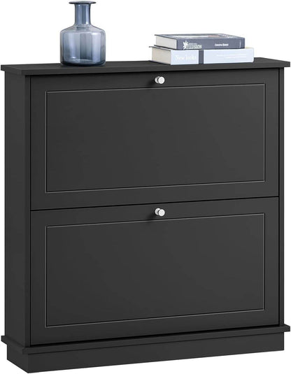 Schuhkipper | Schuhschrank mit 2 Klappen | Schuhkommode Schwarz - Palo24