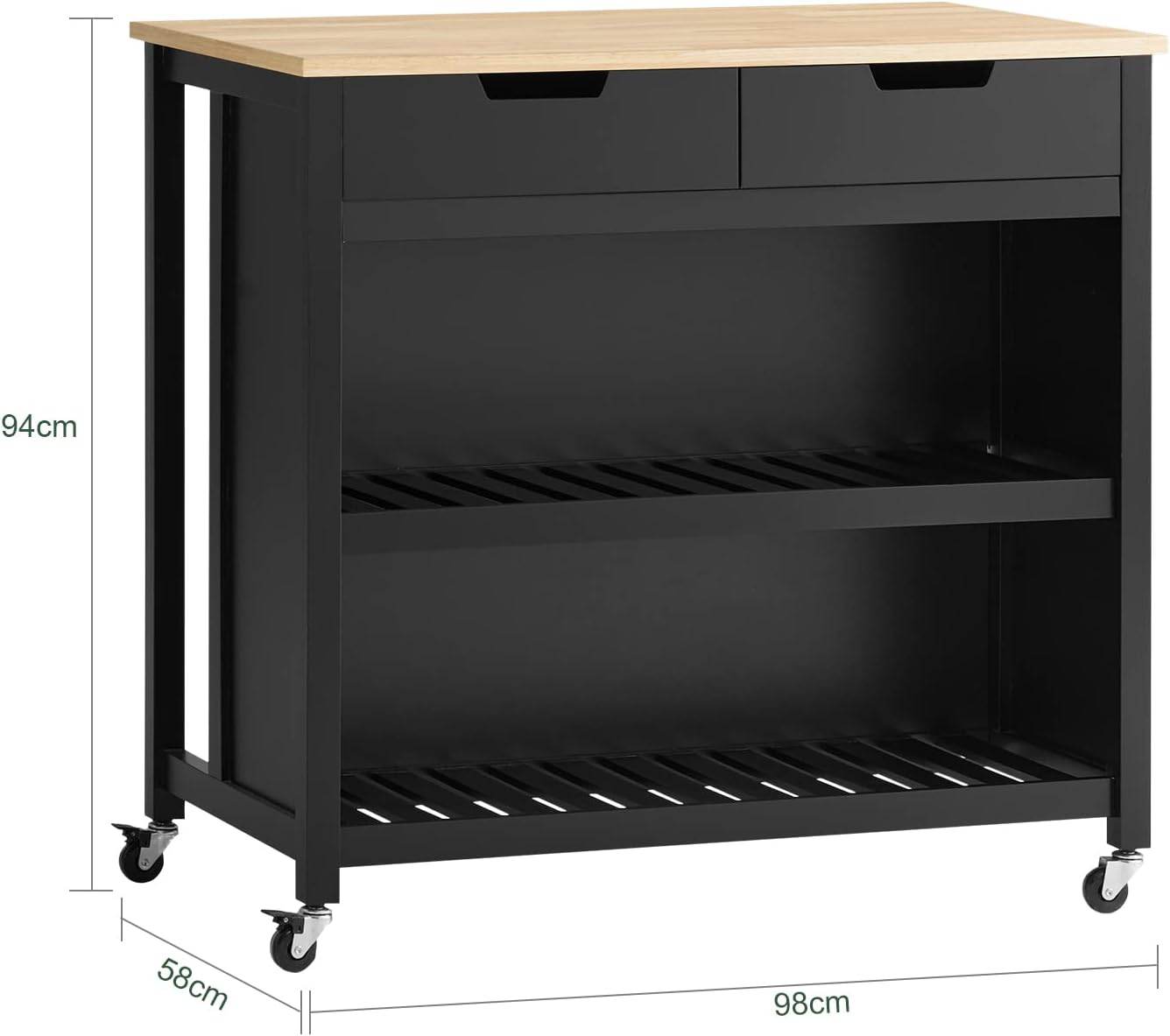 Kücheninsel | Küchenschrank | Küchenwagen | Schwarz-Natur - Palo24