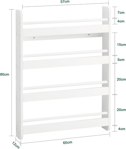 Kinder Bücherregal | Wandregal für Kinder | mit 4 Ablagen | KMB08-K-W