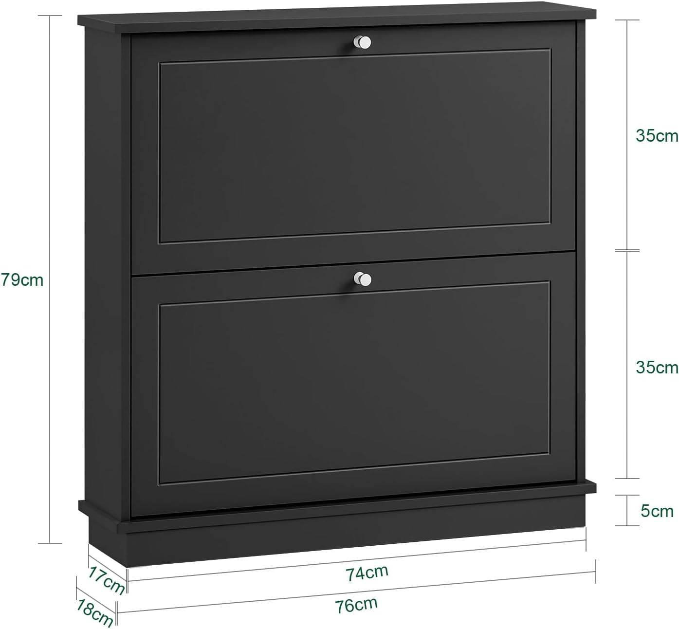 Schuhkipper | Schuhschrank mit 2 Klappen | Schuhkommode Schwarz - Palo24