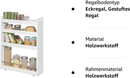Nischenwagen 18cm breit | Badrollwagen | Küchenregal Weiss NSR01-W - Palo24