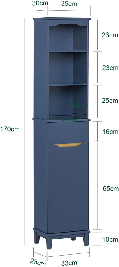 Hochschrank | Badschrank | Badregal | Blau | BZR112-B