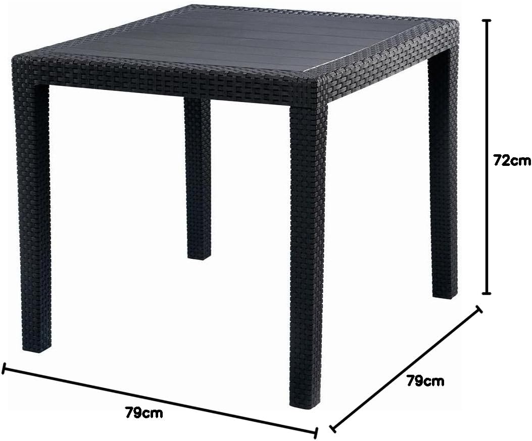 Gartentisch KING 79x79cm, Kunststoff anthrazit grau