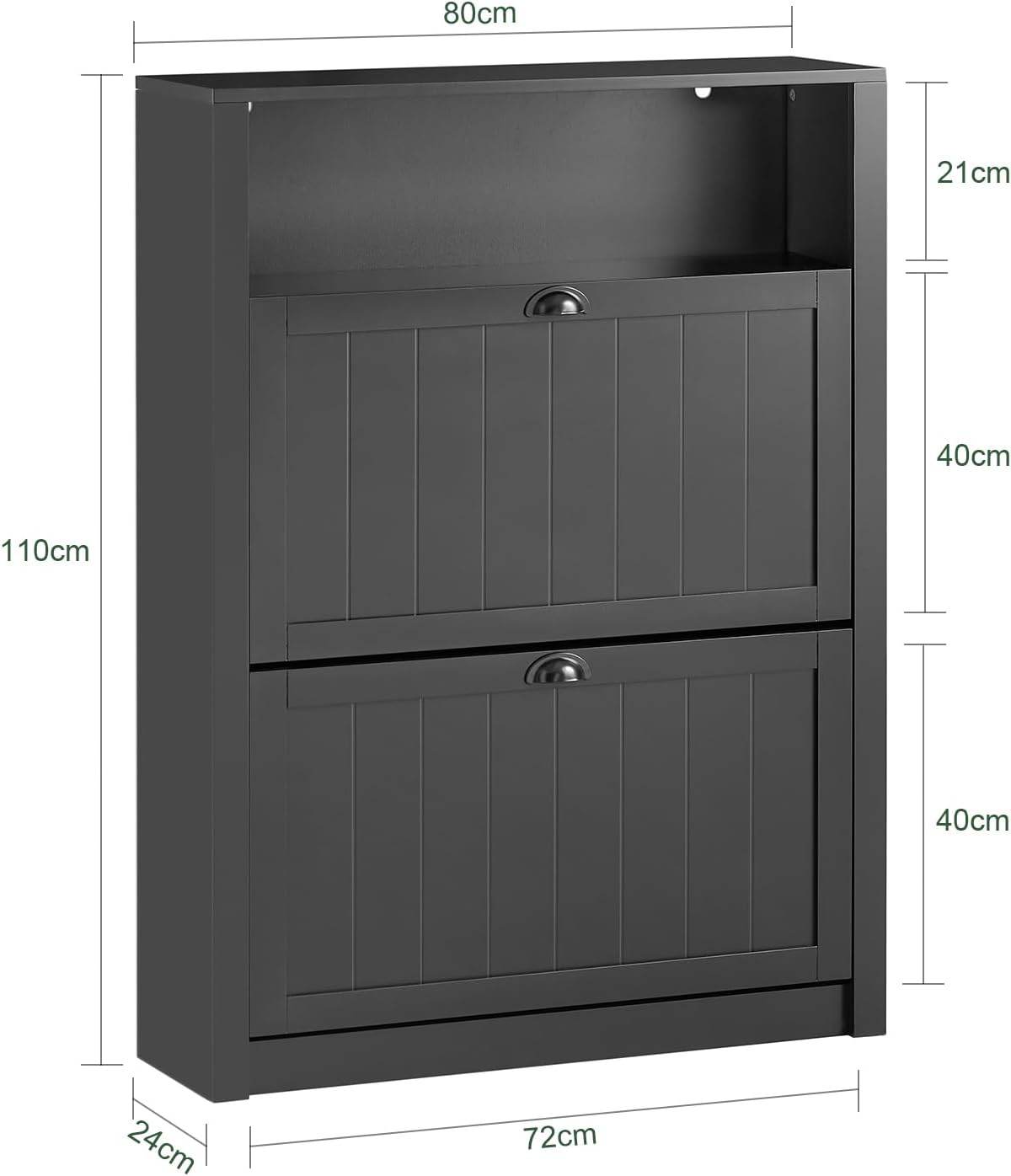 Schuhkipper | Schuhschrank mit 2 Klappen | Schuhkommode Schwarz - Palo24