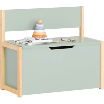 Kinder Sitzbank mit Bücherregal | Spielzeugtruhe | Aufbewahrungsbox | Grün-Natur - Palo24