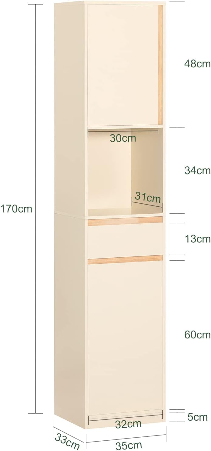 Bad Hochschrank | Badschrank | Badregal | Badmöbel Beige | BZR80-MI