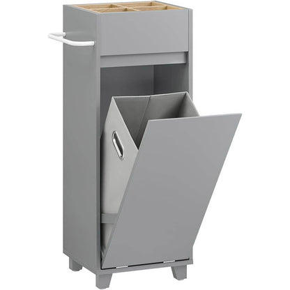 Wäscheschrank mit ausklappbarem Wäschesack | Wäschesammler | Wäschekorb | Dunkelgrau - Palo24