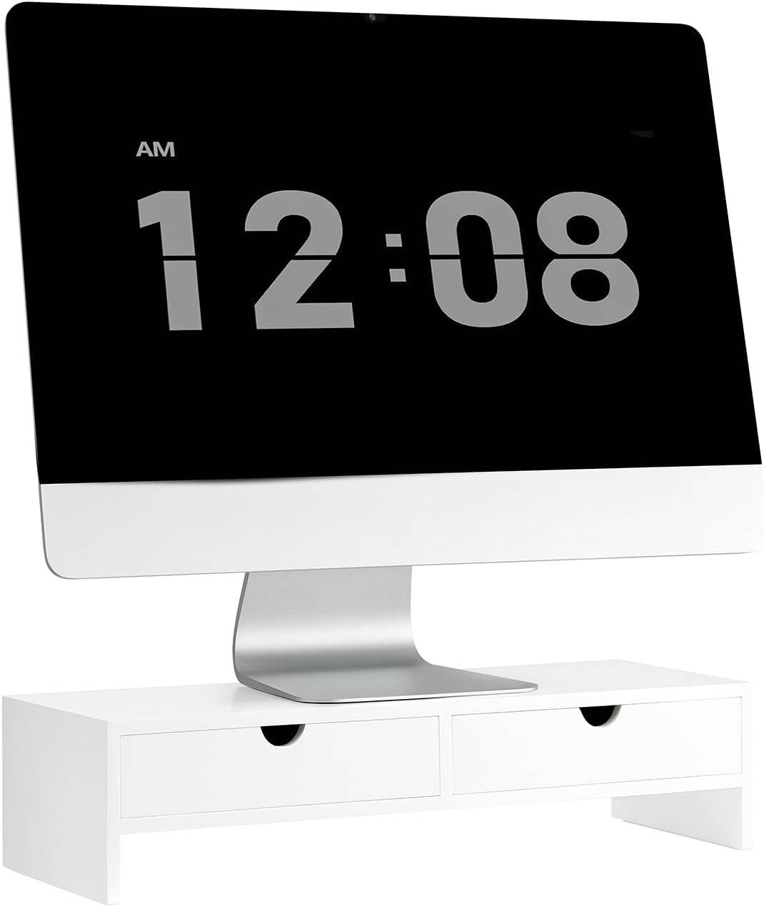 Monitorerhöhung | Monitorständer mit Schubladen | Weiss BBF02-W - Palo24