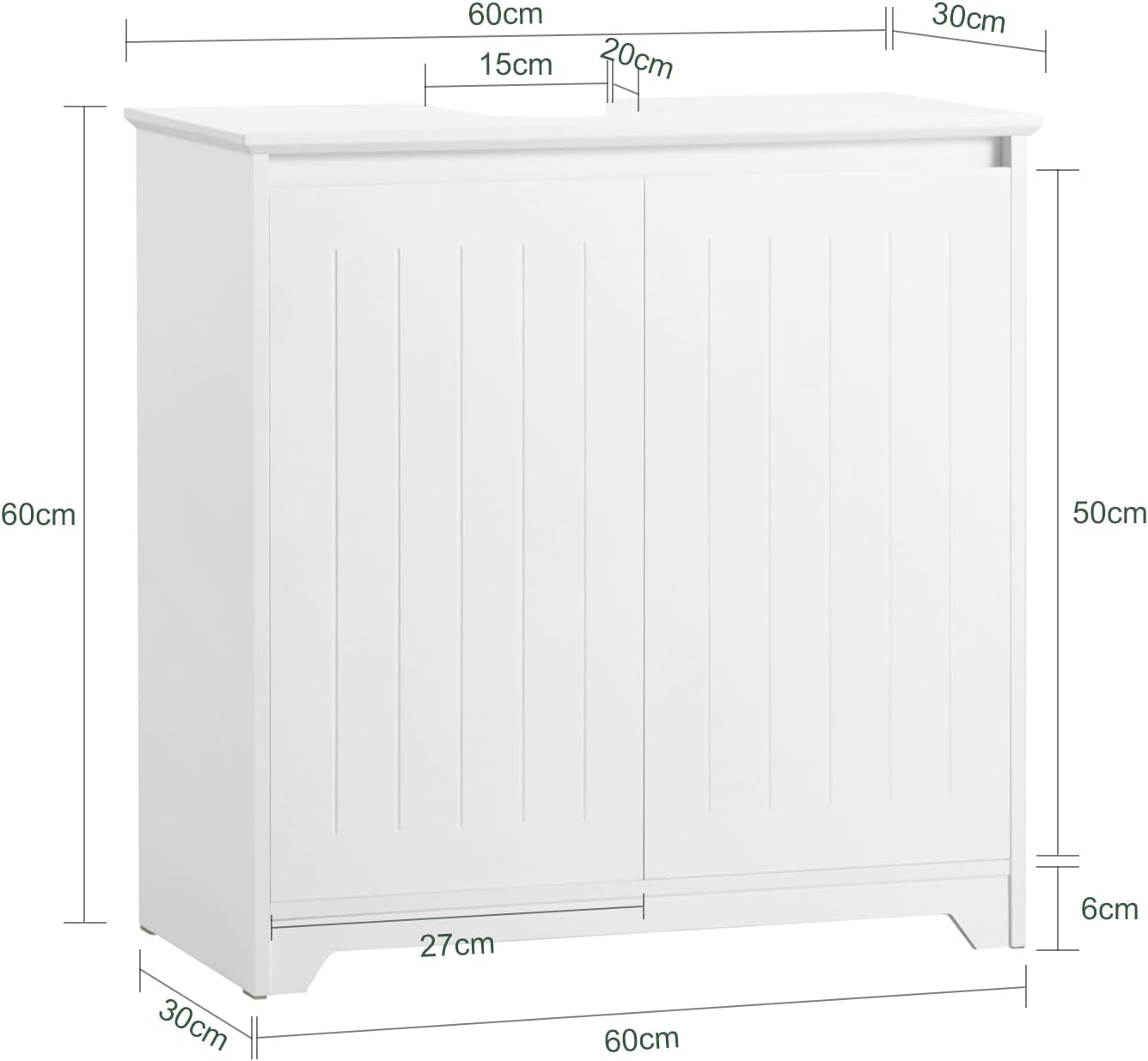 Waschbeckenunterschrank | Badezimmerschrank | Waschtisch | Weiss BZR108-W