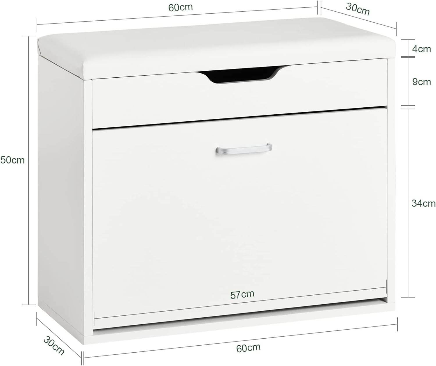 Schuhkipper | Schuhbank mit Sitzkissen | Weiss FSR95-W - Palo24