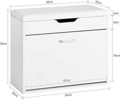 Schuhkipper | Schuhbank mit Sitzkissen | Weiss FSR95-W - Palo24