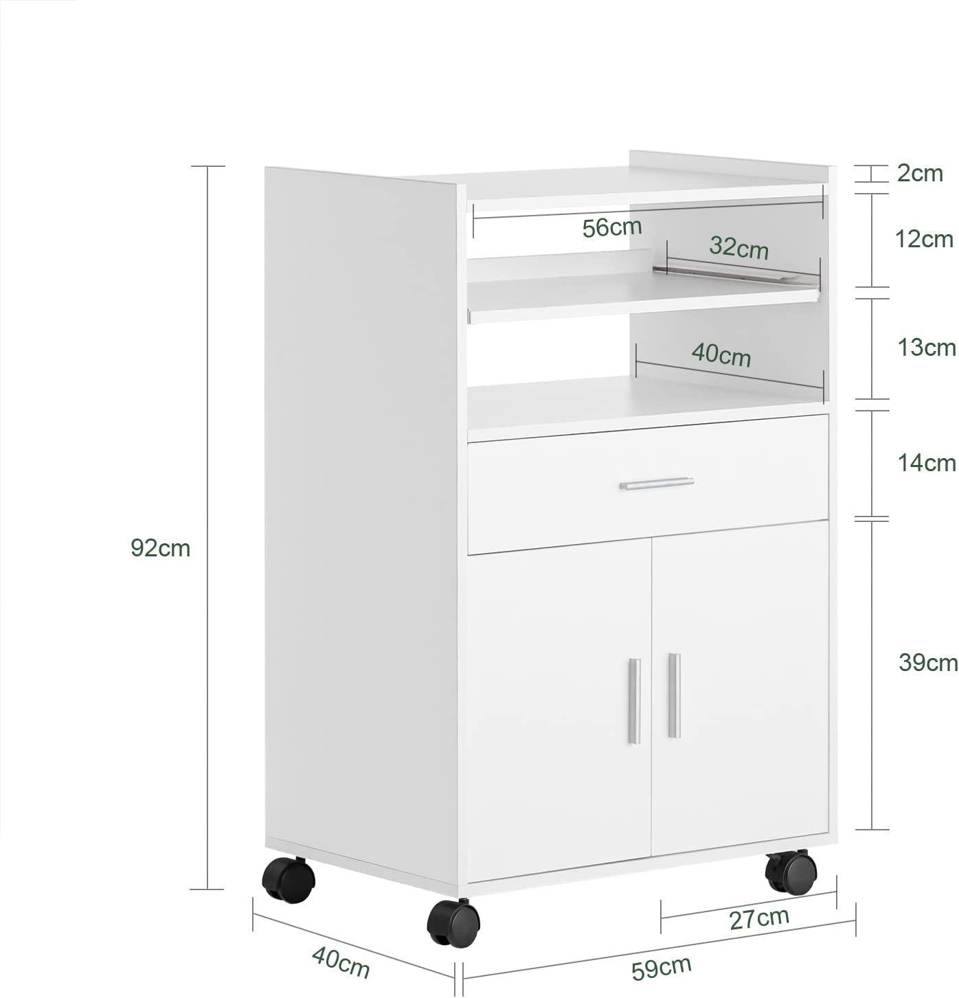 Küchenschrank | Mikrowellenschrank | Rollschrank Weiss FSB09-W